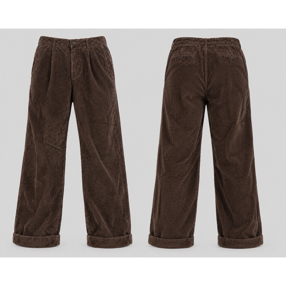 Structure Urban Wear Vintage Corduroy Pants Men's 33x32 Brown Pleated Cuffed